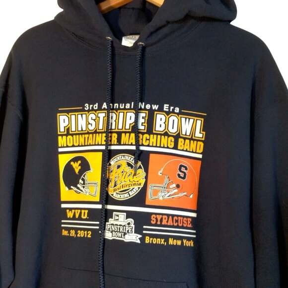 WVU Mountaineers Syracuse Pinstripe Bowl 2012 Hooded Sweatshirt L Pride Of WV - Picture 1 of 11